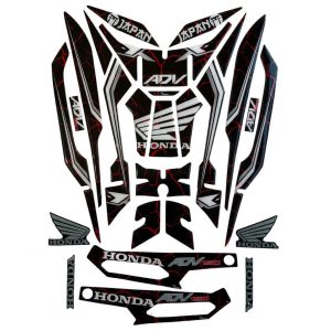 پد کامل بدنه ژله ای موتورسیکلت Honda ADV 150 مدل مشکی رگه قرمز