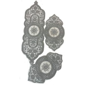 رومیزی 3 تکه مدل مخمل دانتل